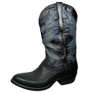 Coyote Joe vintage cowboy boots black western blue round pointed toe